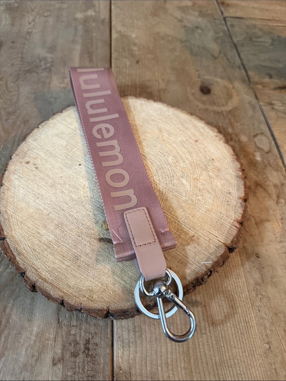 lululemon athletica Dusty Rose Logo Wristlet Keychain